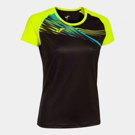 Joma ELITE X SHORT SLEEVE T-SHIRT BLACK FLUOR YELLOW | Mujer |  Ref.: 901811.121
